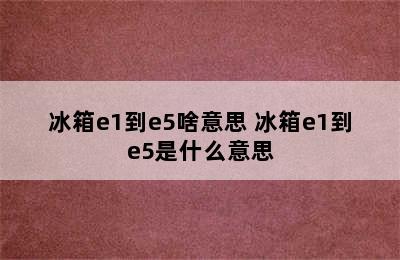 冰箱e1到e5啥意思 冰箱e1到e5是什么意思